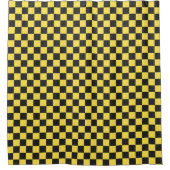 Yellow and black checkerboard pattern douchegordijn (Voorkant)