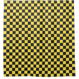 Yellow and black checkerboard pattern douchegordijn