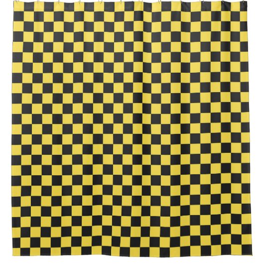 Yellow and black checkerboard pattern douchegordijn (Voorkant)