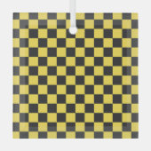 Yellow and black checkerboard pattern glas ornament (Voorkant)