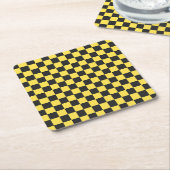 Yellow and black checkerboard pattern kartonnen onderzetters (Schuin)