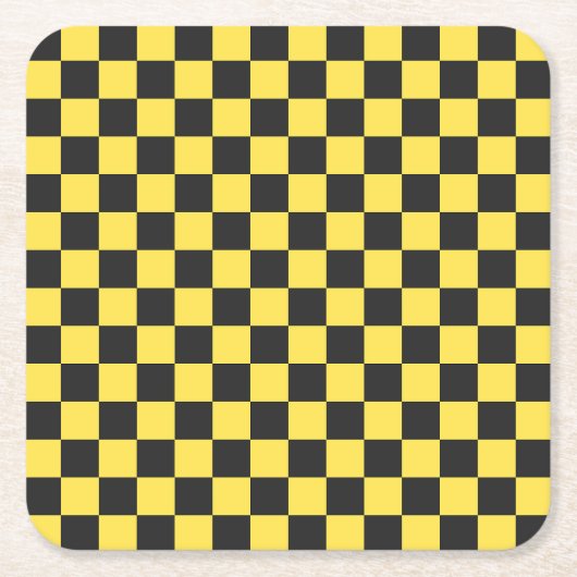 Yellow and black checkerboard pattern kartonnen onderzetters (Voorkant)