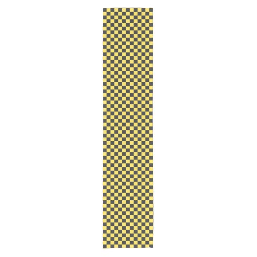 Yellow and black checkerboard pattern korte tafelloper (Voorkant)