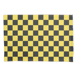 Yellow and black checkerboard pattern kussensloop