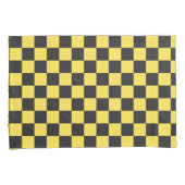 Yellow and black checkerboard pattern kussensloop (Voorkant-Rechts)