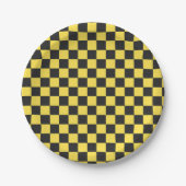 Yellow and black checkerboard pattern papieren bordje (Voorkant)