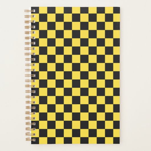 Yellow and black checkerboard pattern planner (Voorkant)