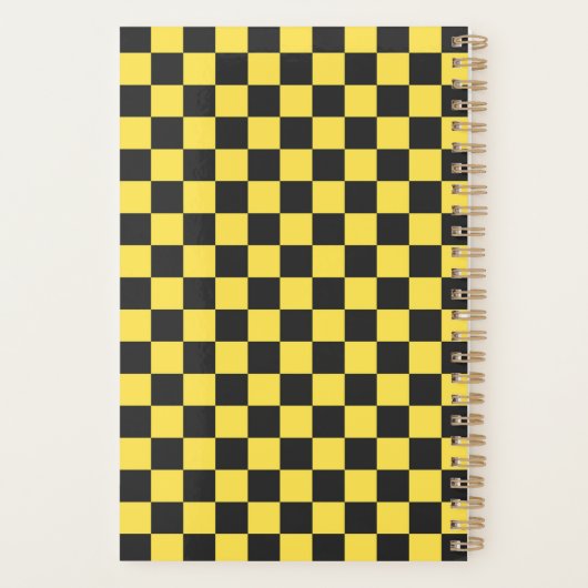 Yellow and black checkerboard pattern planner (Achterkant)