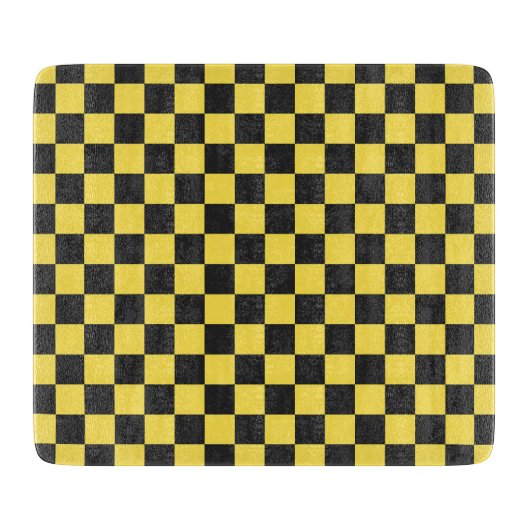 Yellow and black checkerboard pattern snijplank (Voorkant)
