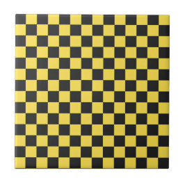 Yellow and black checkerboard pattern tegeltje