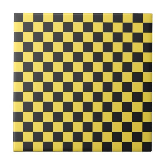 Yellow and black checkerboard pattern tegeltje (Voorkant)