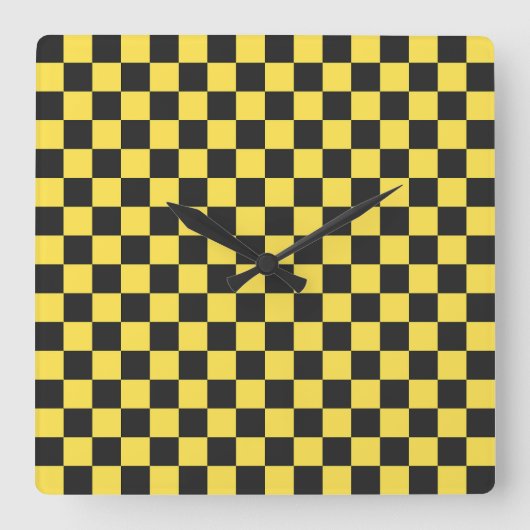Yellow and black checkerboard pattern vierkante klok (Voorkant)