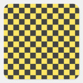 Yellow and black checkerboard pattern vierkante sticker (Voorkant)