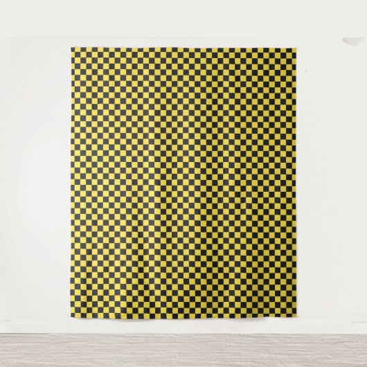 Yellow and black checkerboard pattern wandkleed (Voorkant)
