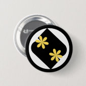 Yellow and Black Daisy Flower Round Button (Voorkant /achterkant)