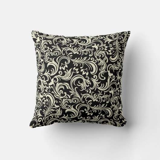 Yellow and Black Damask Personalized Kussen (Achterkant)