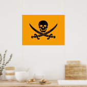 Yellow and Black Jolly Roger Pirate Flag Poster (Keuken)