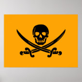 Yellow and Black Jolly Roger Pirate Flag Poster (Voorkant)