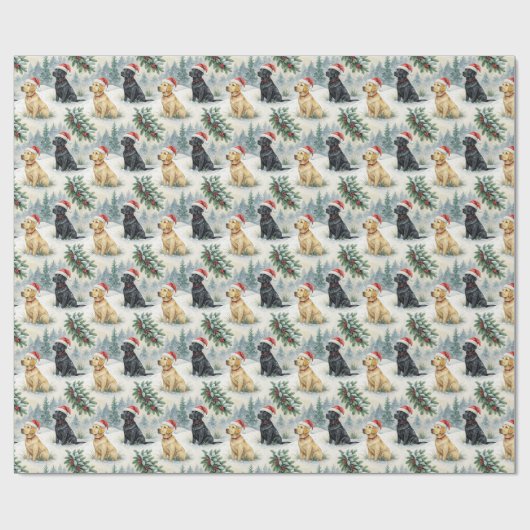 Yellow and Black Labrador Christmas Wrapping Paper Cadeaupapier (Vlak)