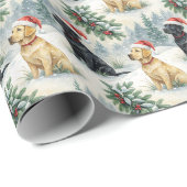 Yellow and Black Labrador Christmas Wrapping Paper Cadeaupapier (Rol Hoek)