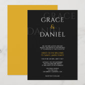 Yellow and Black Modern Shadow Name Wedding Kaart (Voorkant / Achterkant)