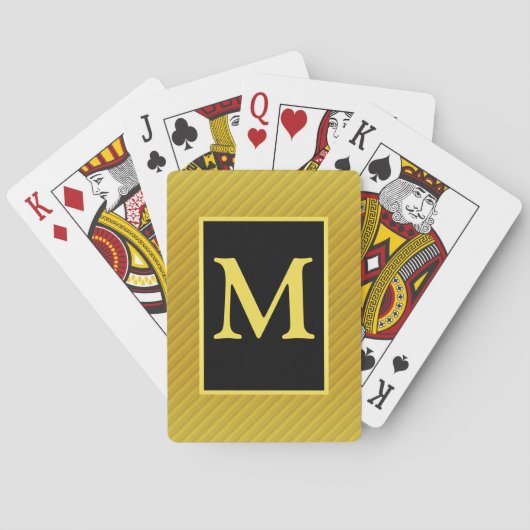 Yellow and Black Monogrammed Playing Cards Pokerkaarten (Achterkant)
