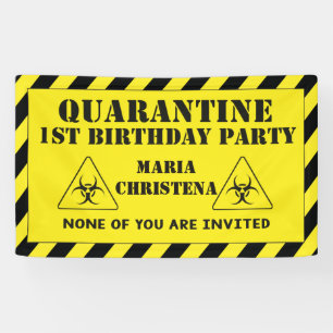 Yellow and Black Quarantine First Birthday Banner