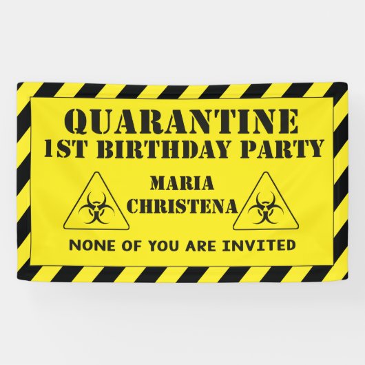 Yellow and Black Quarantine First Birthday Banner (Horizontaal)