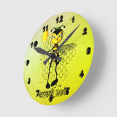 Yellow and black Queen Bee with honeycomb Ronde Klok (Hoek)