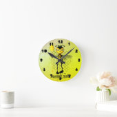 Yellow and black Queen Bee with honeycomb Ronde Klok (Huis)