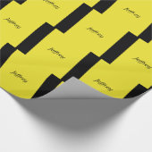 Yellow and Black Stripe Gift Wrap, Name, Modern Cadeaupapier (Hoek)