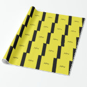 Yellow and Black Stripe Gift Wrap, Name, Modern Cadeaupapier (Uitgerold)