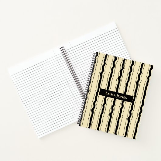 Yellow and Black Stripes Fun Simple Elegant Custom Notitieboek (Binnen)