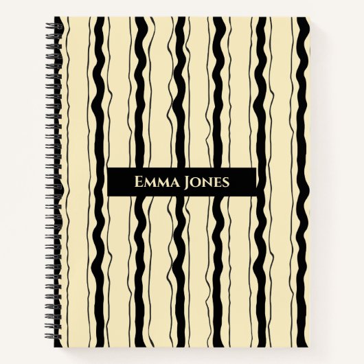 Yellow and Black Stripes Fun Simple Elegant Custom Notitieboek (Voorkant)