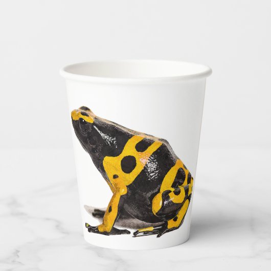 Yellow and Black, Yellow Banded Poison Dart Frog Papieren Bekers (Achterkant)