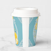 Yellow and blue fruit patterns AI art  Papieren Bekers (Rechts)