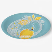 Yellow and blue fruit patterns AI art  Papieren Bordje (Gekanteld)