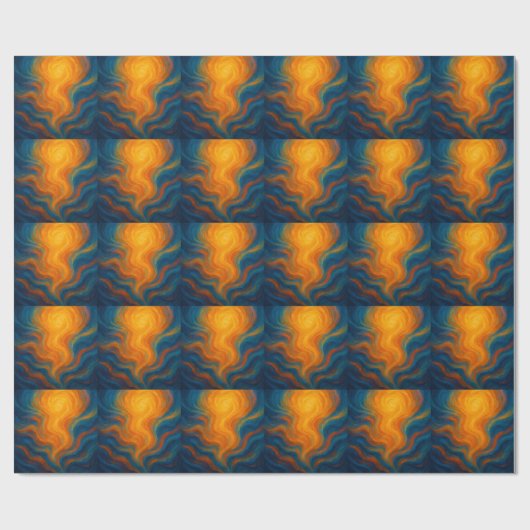 yellow and blue swirl sun energy abstract cadeaupapier (Vlak)