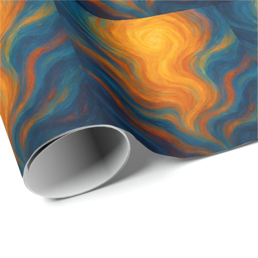 yellow and blue swirl sun energy abstract cadeaupapier (Rol Hoek)