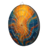 yellow and blue swirl sun energy abstract dartbord (Voorkant Rechts)