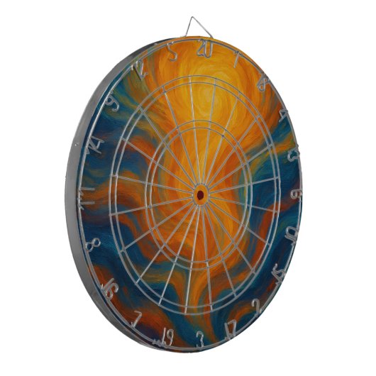 yellow and blue swirl sun energy abstract dartbord (Voorkant Links)