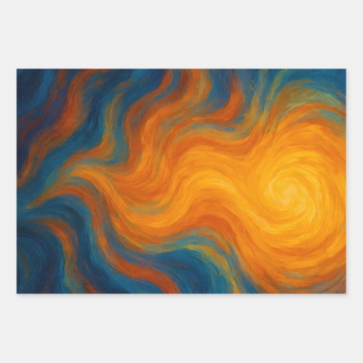 yellow and blue swirl sun energy abstract inpakpapier vel (Voorkant 2)