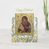 Yellow and Blue Wildflowers Orthodox Birthday  Kaart (Voorkant)