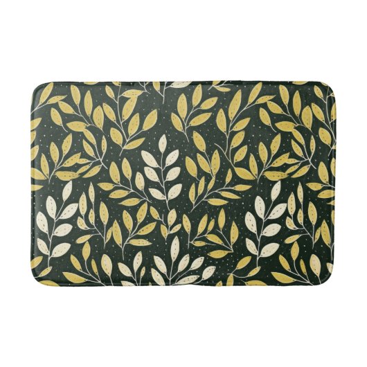 Yellow and Cream Leafy Branches Pattern  Badmat (Voorkant)