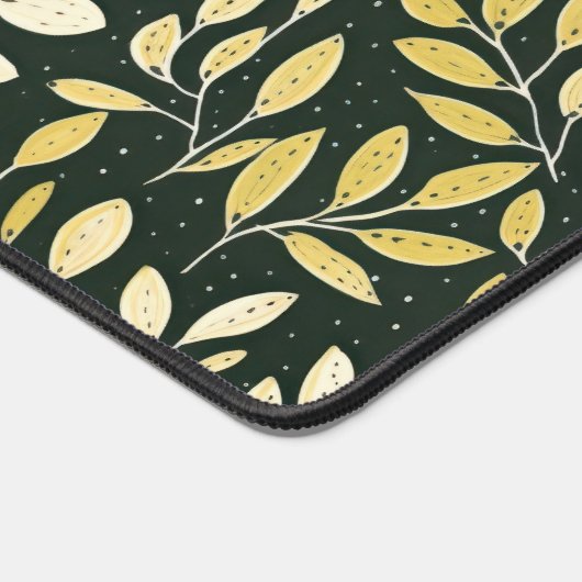 Yellow and Cream Leafy Branches Pattern Bureaumat (Hoek)