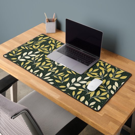 Yellow and Cream Leafy Branches Pattern  Bureaumat (Kantoor 2)