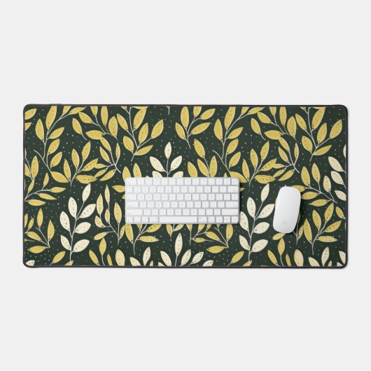 Yellow and Cream Leafy Branches Pattern  Bureaumat (Keyboard & Muis)