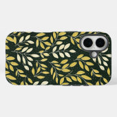 Yellow and Cream Leafy Branches Pattern  Case-Mate iPhone Case (Achterkant (horizontaal))