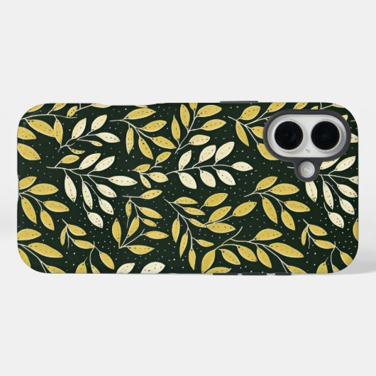 Yellow and Cream Leafy Branches Pattern  Case-Mate iPhone Case (Achterkant (horizontaal))