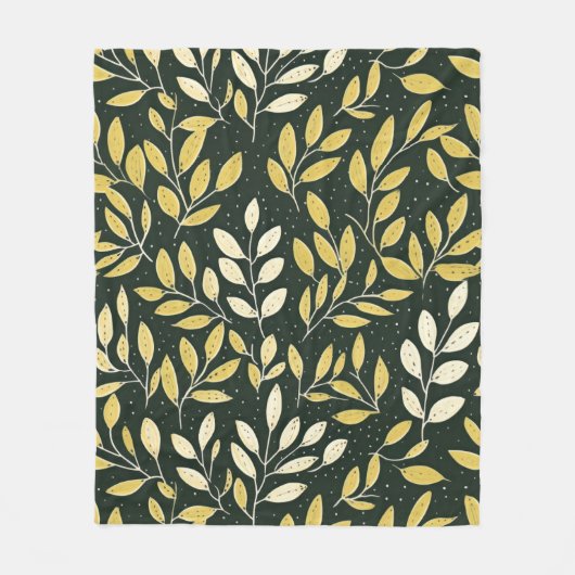 Yellow and Cream Leafy Branches Pattern  Fleece Deken (Voorkant)